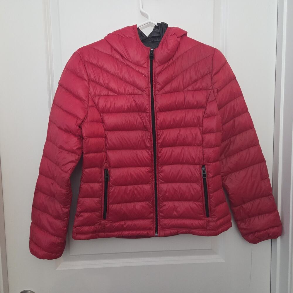 MISS SIXTY Red Packable Puffer Jacket Hooded Size Small S Y2K